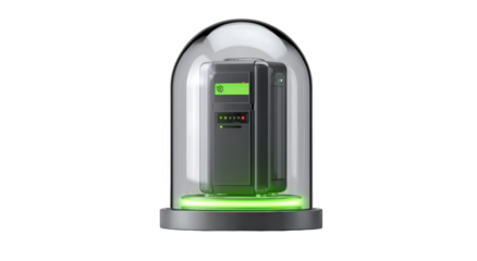 A vintage device encased in a glass dome