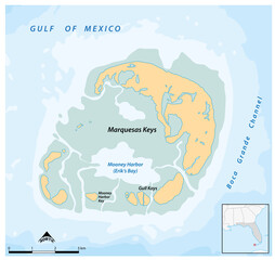 Map of the Marquesas Keys archipelago, Florida, United States