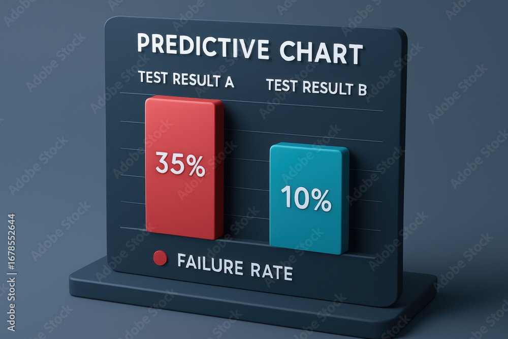 Poster test result comparison chart for industry failure rate analysis with 35 percent and 10 percent data 