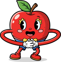 A Cheerful Apple Character Taking a Bow