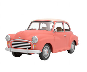 Vintage Pink Classic Car Isolated on White Background with Retro Design and Timeless Charm