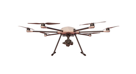 A drone, viewed from above, in a neutral color palette