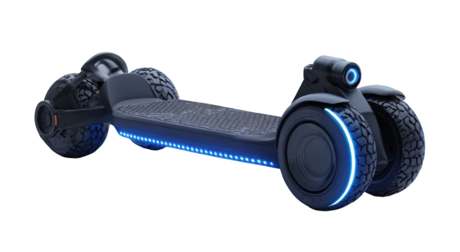 Futuristic, dark gray personal vehicle