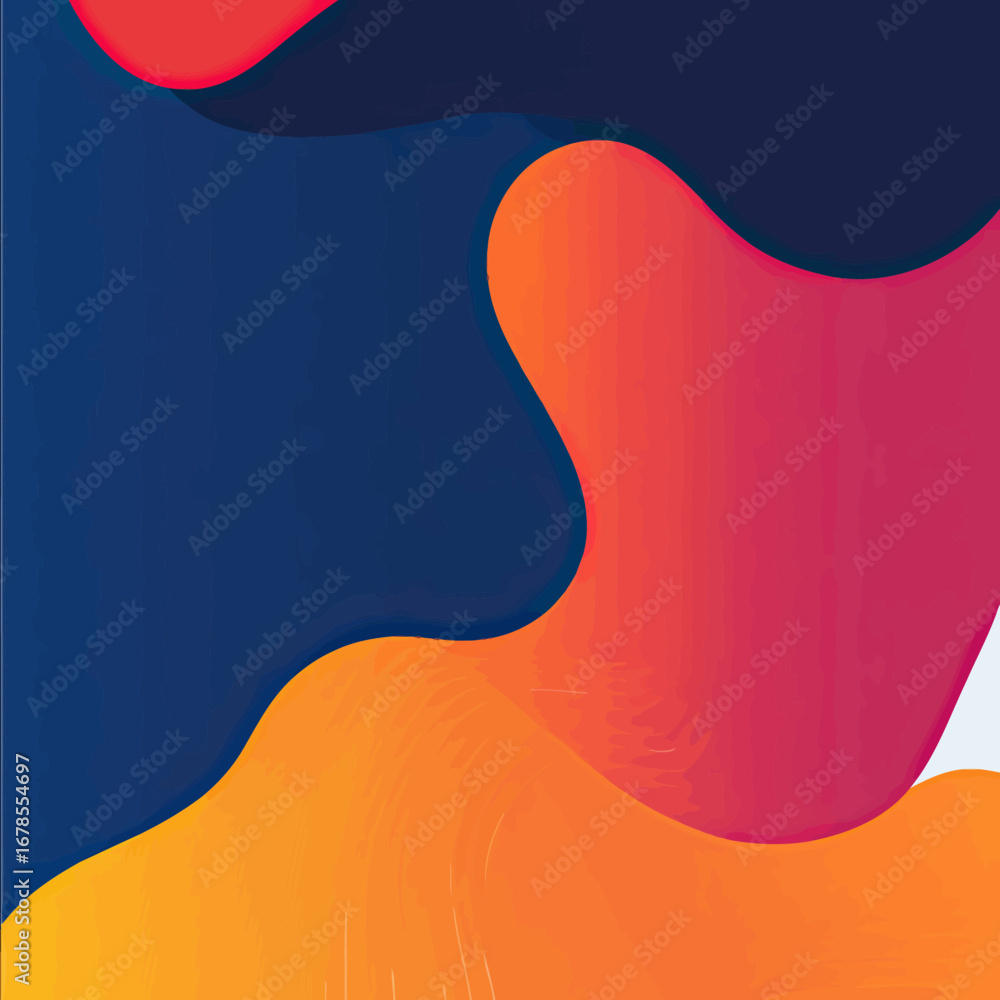 Poster abstract fluid shapes background with gradient colors orange blue red minimalist modern design for c