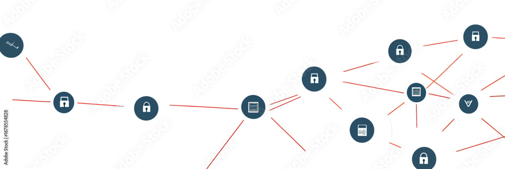 Aufkleber abstract digital network connection with secure data transfer icons and lines on white background fo