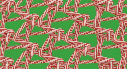 Obraz premium Candy Cane Pattern on Green Background
