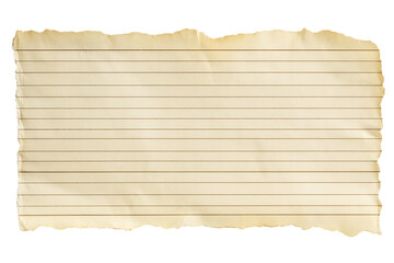 Aged lined paper with torn edges notebook paper vintage isolated on a transparent background