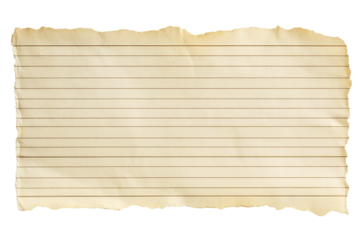 Aged lined paper with torn edges notebook paper vintage isolated on a transparent background