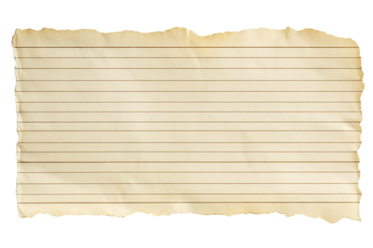 Aged lined paper with torn edges notebook paper vintage isolated on a transparent background