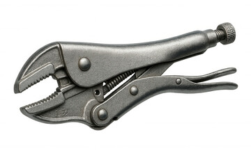 Obraz premium Metal locking pliers with adjustable jaws, isolated on a transparent background, ideal for graphic design projects and compositions