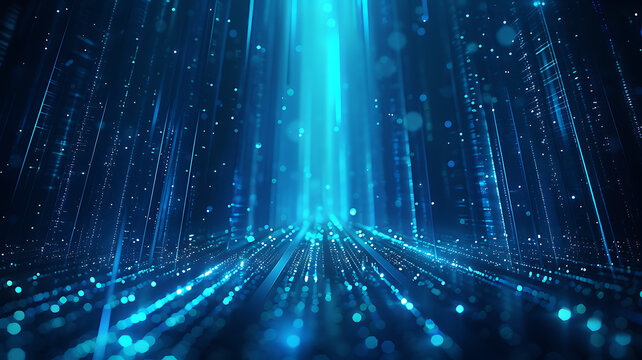 Abstract Blue Digital Data Stream, Futuristic Background