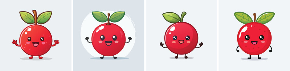 Hawthorn Berry vector set of cute cartoon-style characters with arms, legs, and expressive faces.
