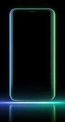 Futuristic phone with glowing, vibrant teal and aqua accents