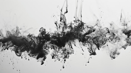 Obraz premium Abstract Ink Explosions in Water: Minimalist Grey Scale Digital Art