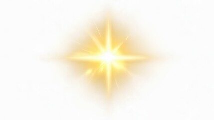 Cartoon sun star with bright light glow, transparent PNG clipart, yellow radiating light effect, cute simple design