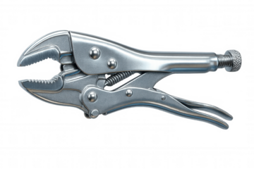 Chrome locking pliers gripping firmly, demonstrating versatile clamping strength against transparent surface