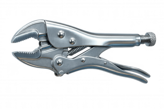 Chrome locking pliers gripping firmly, demonstrating versatile clamping strength against transparent surface