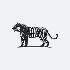 Fototapeta premium Tiger vector icon illustration with simple shapes and elegant lines.