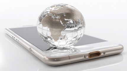 A smartphone displaying a globe icon illustrating global connectivity and mobile campaigns in a modern digital age