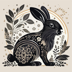 Obraz premium Rabbit vector icon artwork featuring clear and bold outlines.