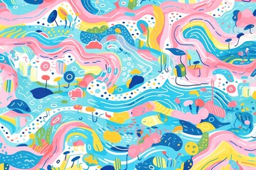 Vibrant water pattern abstract painting art.