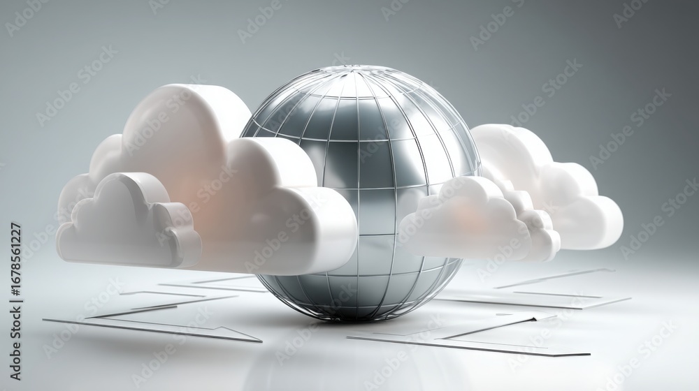 Poster captivating globe surrounded by ethereal clouds symbolizing global connectivity and the interconnect