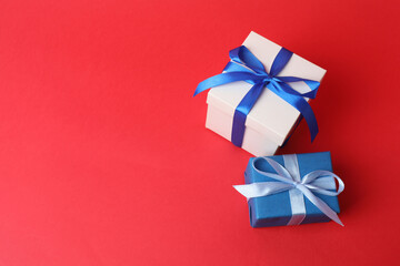 gift boxes on a red background

