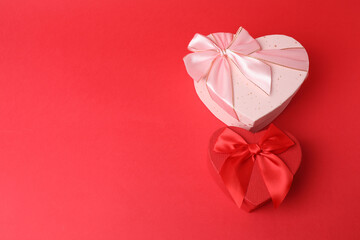 gift boxes on a red background
