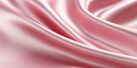 Obraz premium Elegant pink satin fabric draped in luxurious folds. The smooth, silky texture shimmers, creating a sense of opulence and sophistication