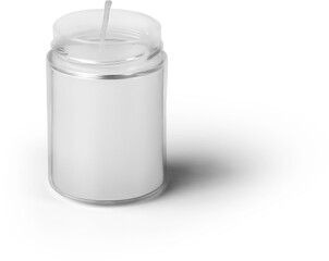 Mockup of a white wax candle in a glass jar, png