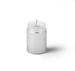 Mockup of a white wax candle in a glass jar, png