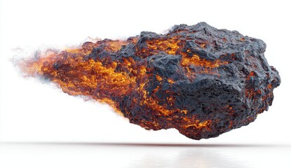 Fiery Rock Hurtling Through White Space