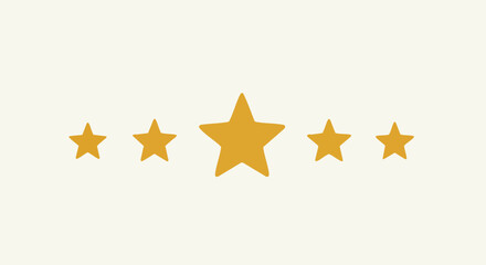 Five golden stars shining brightly evoke excellence, achievement, and top quality