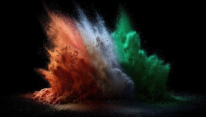 Colorful powder explosion on black background