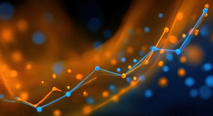 Abstract data visualization with lines, dots, and color gradients