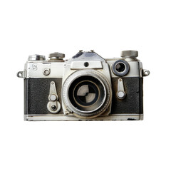 Vintage camera, front view, weathered