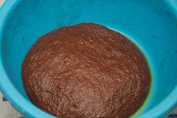 A cocoa dough ready for the oven