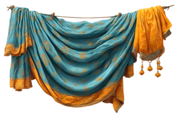 Indian saree. isolated object, transparent backgroun