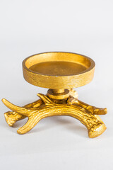 Christmas table composition. Beautiful decoration. Christmas trees, candles, stars, lights and elegant accessories. Merry Christmas and Happy Holidays, Template.