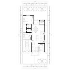 Architecture plan with furniture. home floor plan, isolated on white background, stock illustration.