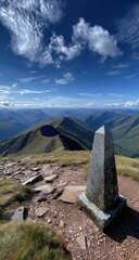 Mountain summit marker with panoramic views