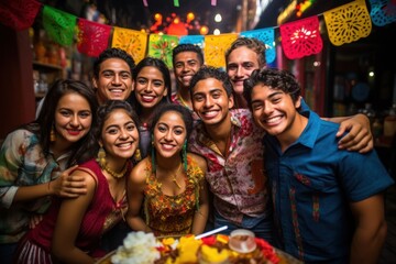 Naklejka na ściany i meble Mexicans party people adult.