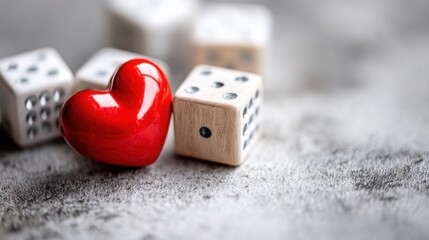 Heart icon resting on dice cube symbolizing trust and relationship dynamics in modern marketing strategies