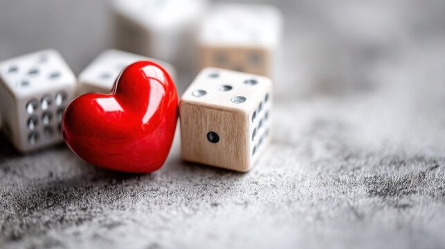 Heart icon resting on dice cube symbolizing trust and relationship dynamics in modern marketing strategies - Powered by Adobe