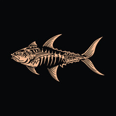 tuna fish tattoo vector design