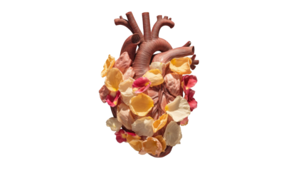 Heart adorned with flower petals