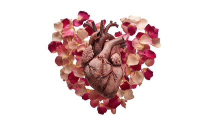 Heart surrounded by rose petals (1)