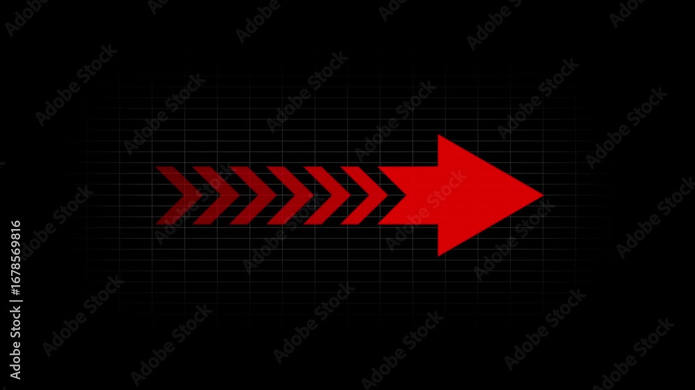 Aufkleber red color right directional arrow loop animation. direction concept arrow icon concept on black back