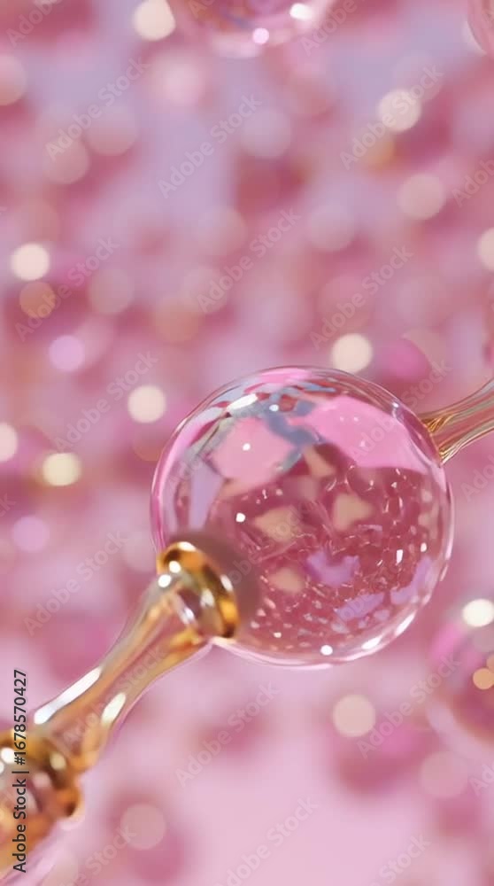 Poster pink sphere with a bokeh effect: an artful arrangement of delicate pink sphere, creating a dreamy bo