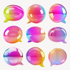 3d transparent speech bubble design element set